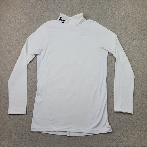 Under Armour Cold Gear Mock Neck White Fitted Shirt Men's Size Small Long Sleeve - Picture 1 of 8